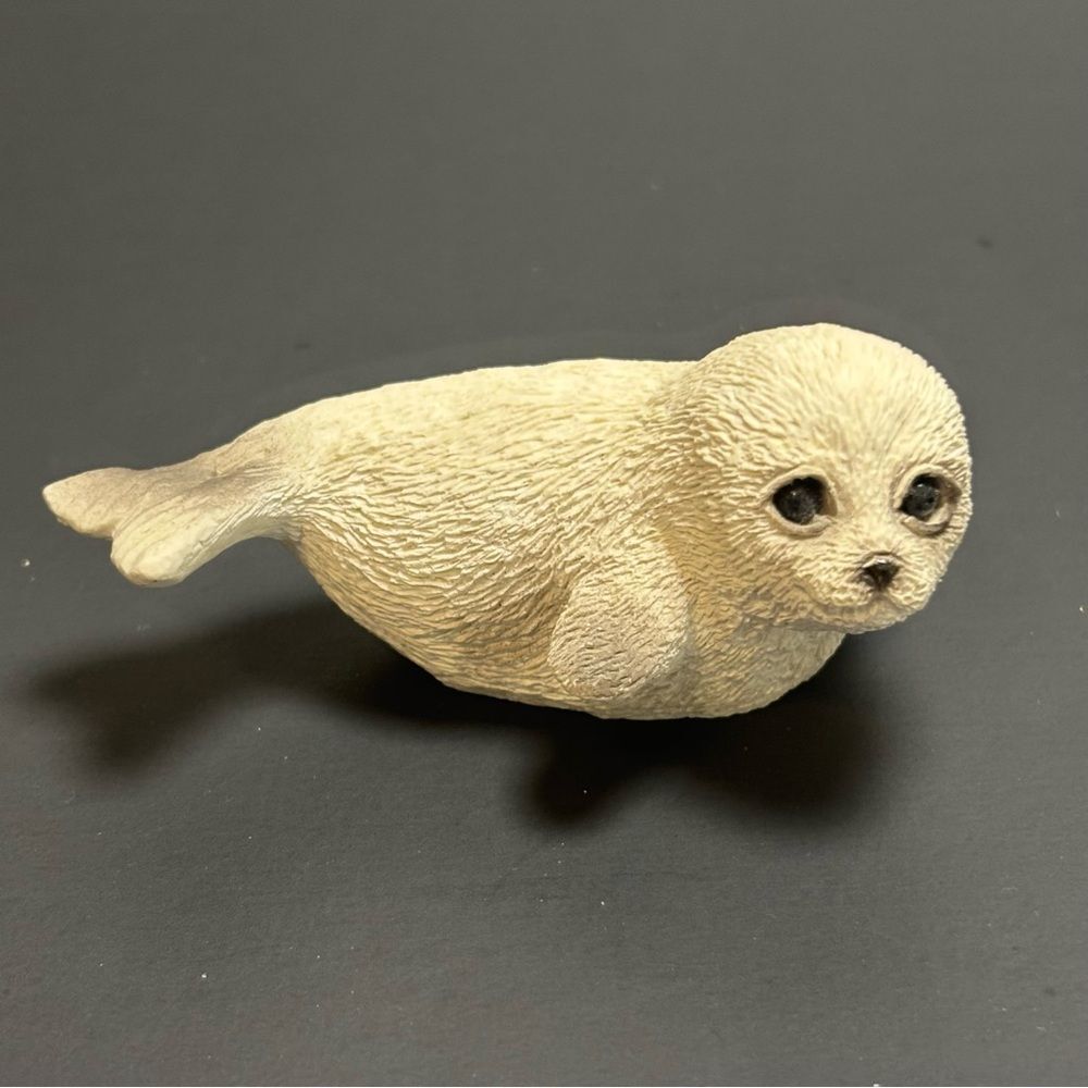 Stone Critters Littles White Baby Harp Seal Figurine